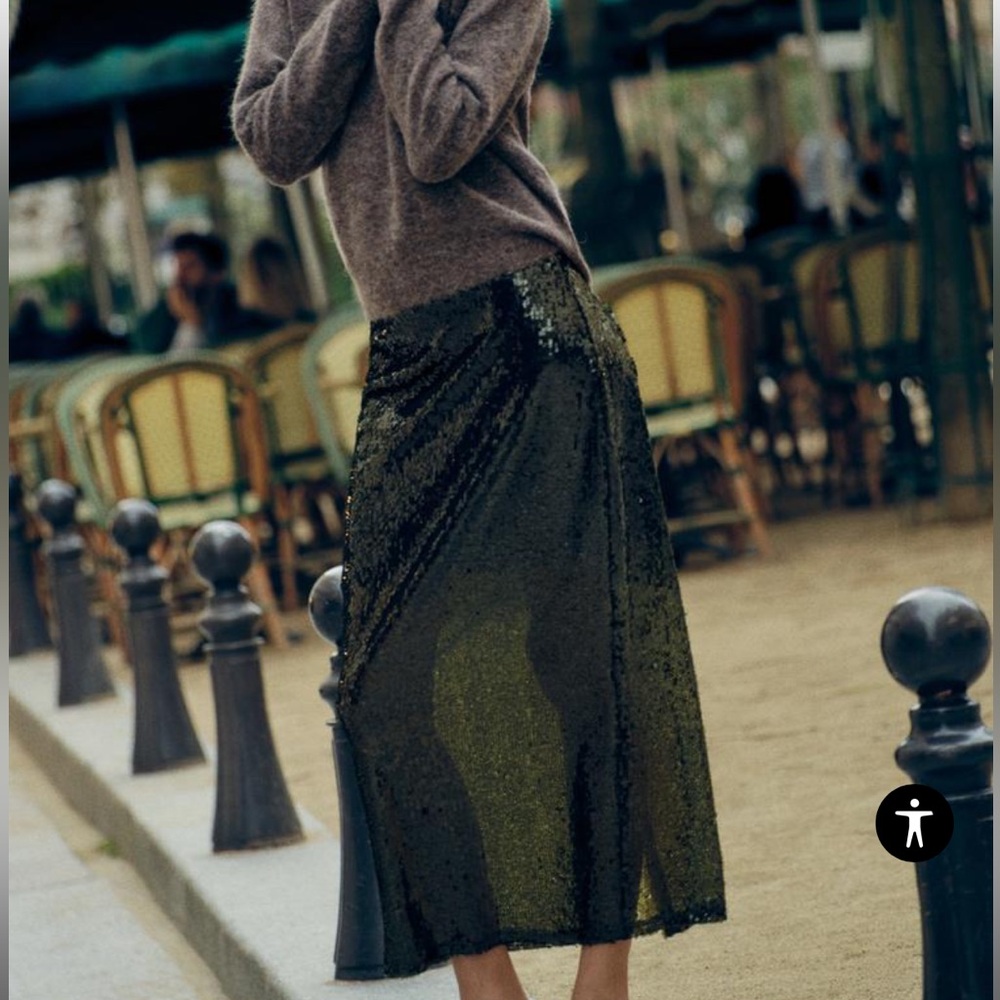 Zara Green Sequin Skirt